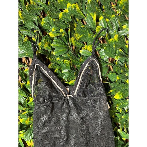 Jessica Simpson Black Lace Polka Dot Cami Slip Dress Size M NWT - Picture 4 of 6